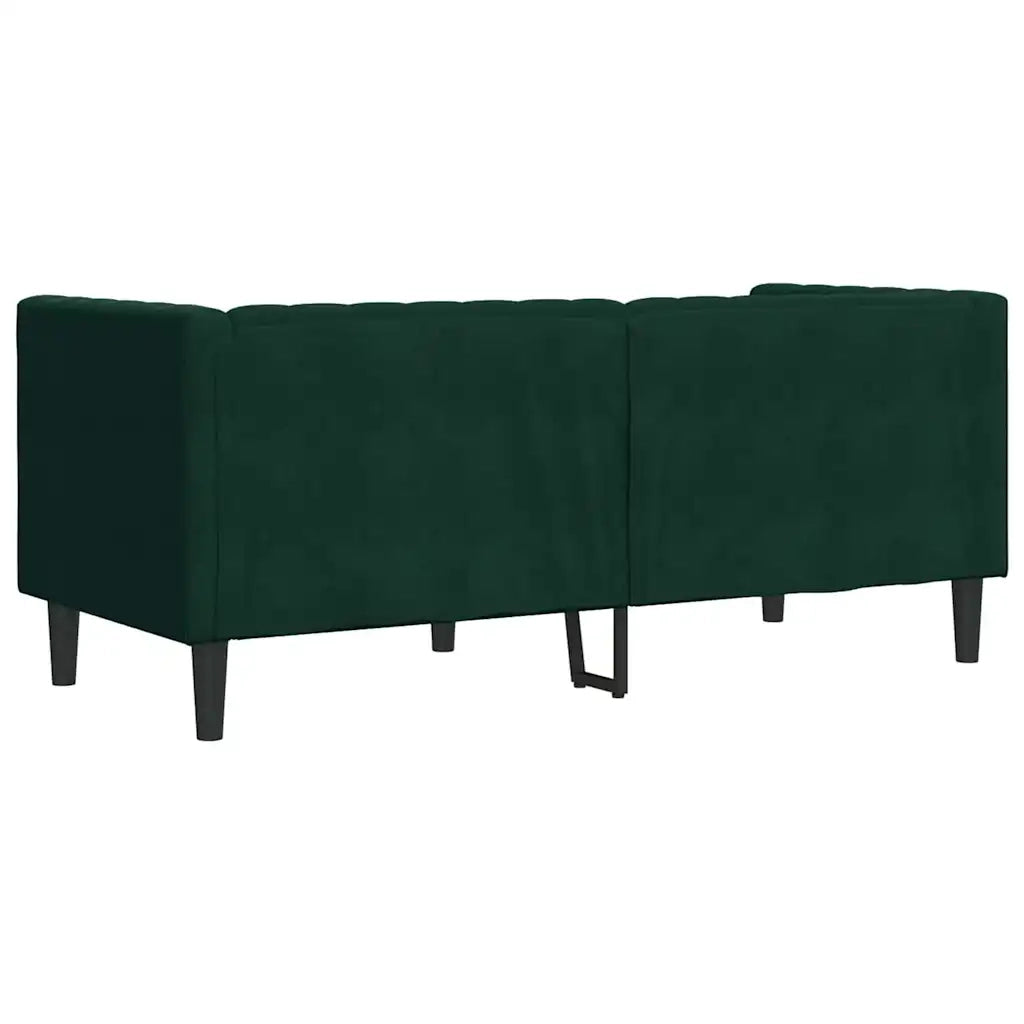 Divano Chesterfield con Rinforzi 2 Posti Verde Scuro in Velluto 372685