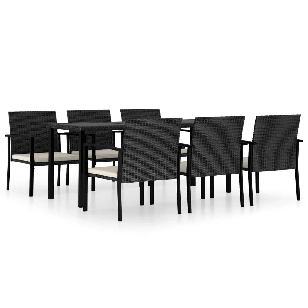 Set da pranzo da giardino mobili da esterno 7 pezzi resina intrecciata nera 02_0014055