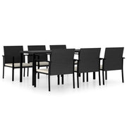 Set da pranzo da giardino mobili da esterno 7 pezzi resina intrecciata nera 02_0014055