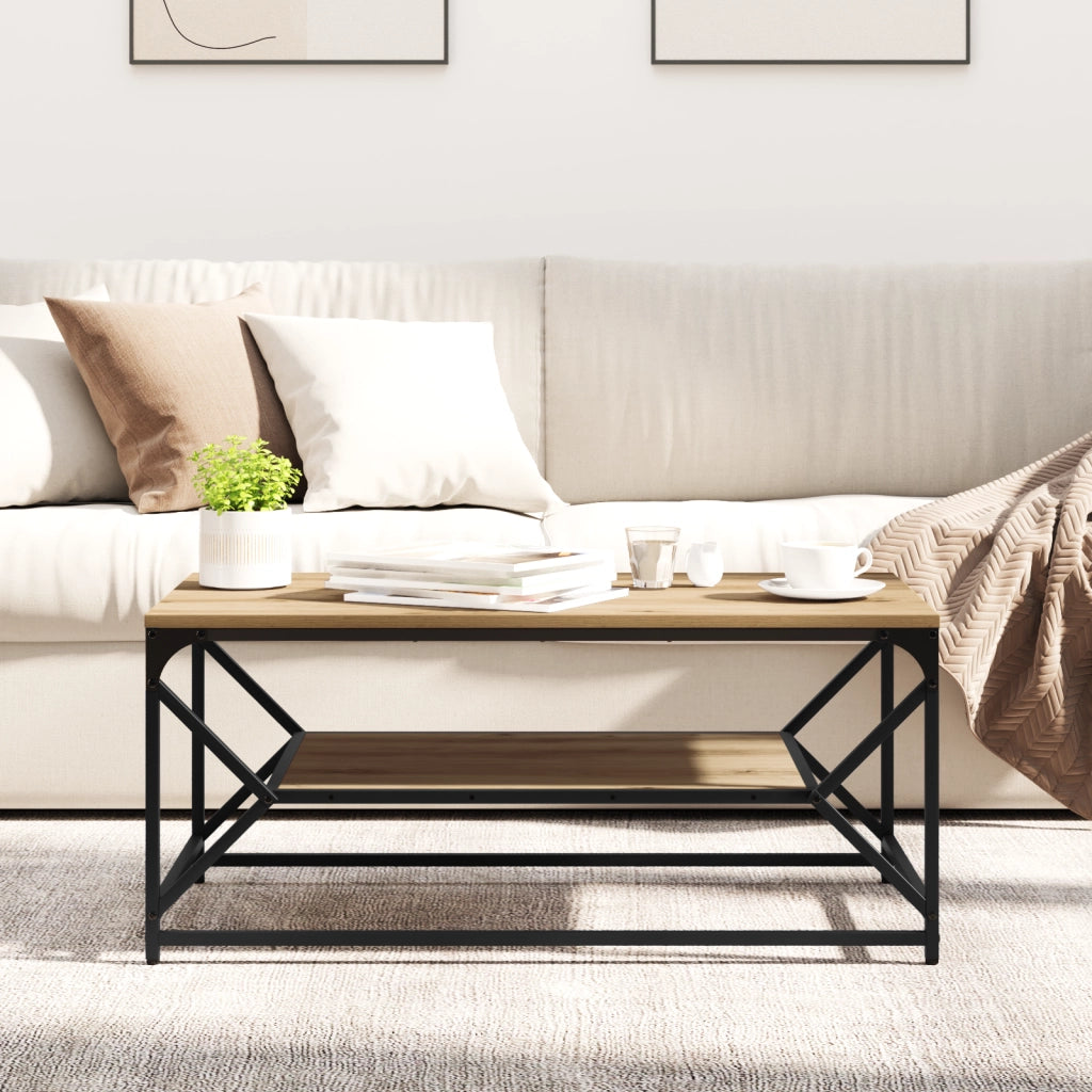 Tavolino da caffÃ¨  con piano in Rovere Artigianale 90x50x40 cm in Legno Ingenerizzato