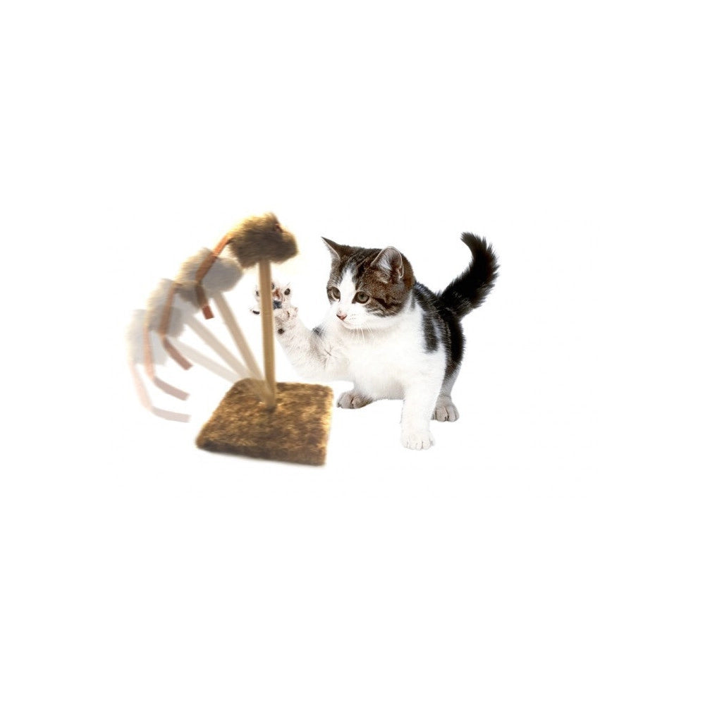 Trade Shop - Tiragraffi Tira Graffi Con Molla Topino Oscillante Peluche Gioco Per Gatti Gatto -