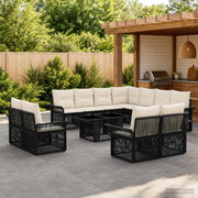Set Divano da Giardino 12 pz Nero e Bianco Crema polyrattan 3436717