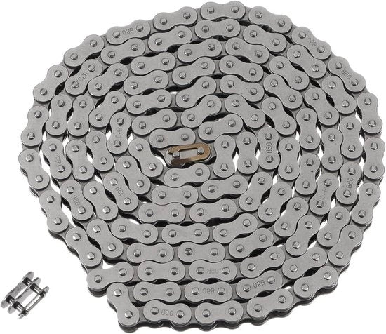 Raccordo a catena industriale in acciaio di carbonio da 12,5 metri con 8 mm - Catena per motociclo, bicicletta e macchine - 190 connessioni.