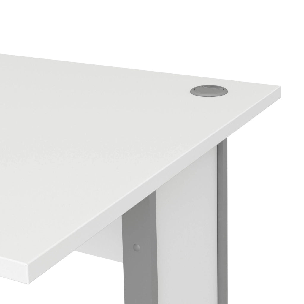 Scrivania Amigos, Scrittoio multiuso, Tavolo per ufficio porta PC, Piano di lavoro, 120x80 h75 cm, Bianco e Grigio