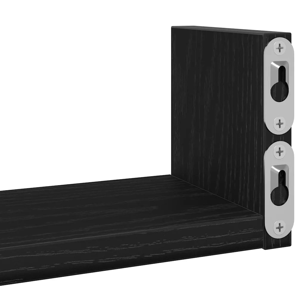 Mensole Parete 3pz Rovere Nero in Legno Multistrato 868074