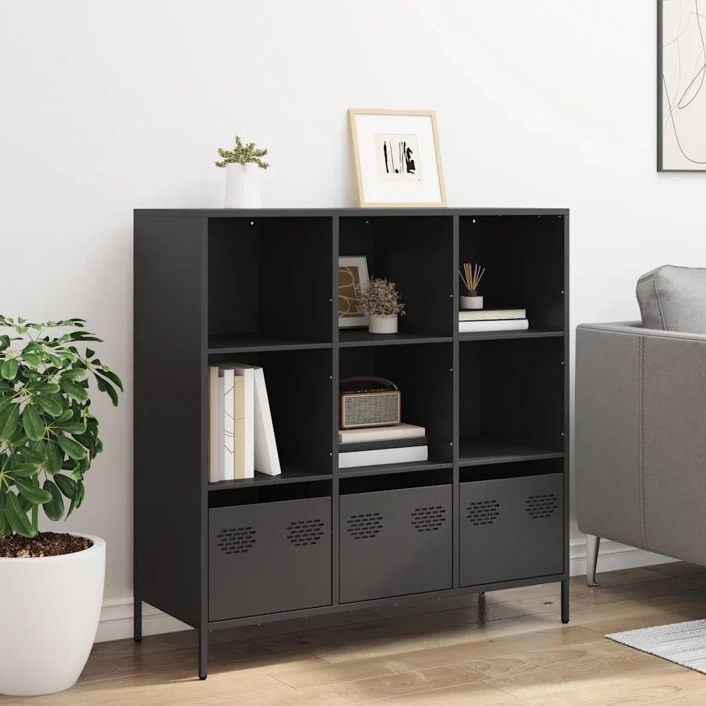 Credenza | Madia | Buffet da pranzo | Armadio da pranzo Nera 101,5x39x103,5 cm in Acciaio
