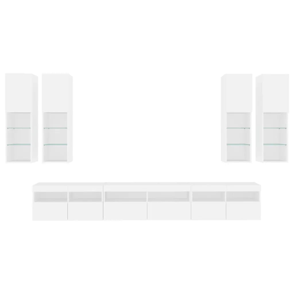 Set Mobili TV a Muro 7 pz con Luci LED Bianco 3216778
