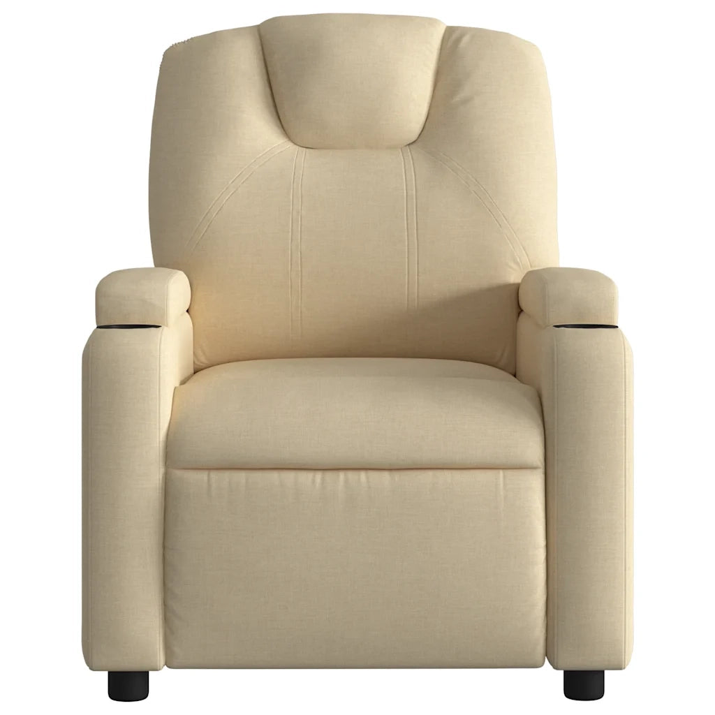 Poltrona reclinabile massaggiante in tessuto color crema 3205515
