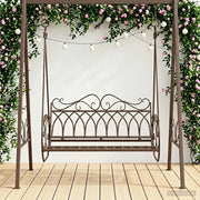 Panchina a Dondolo Acciaio 112 x 60 x 126,5 cm Marrone Antico 42038696