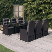Set da Pranzo da Giardino 7 pz con Cuscini Nero cod mxl 41932
