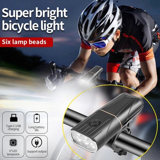 Lanterna per mountain bike, avanti e posteriore, alta capacità, ricarica USB, illuminazione LED notturna per mountain bike, illuminazione mountain bike, batteria con grande capacità, durata batteria lunga