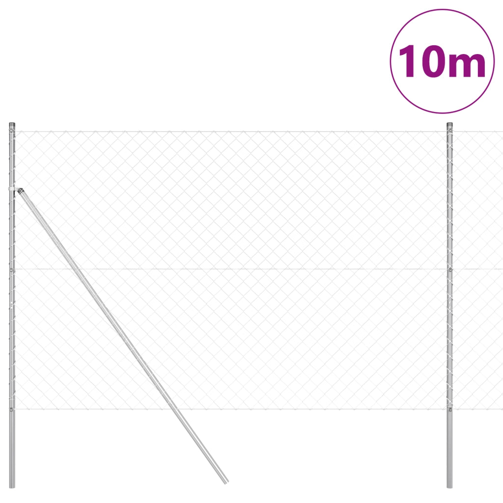 Recinzione a Maglie con 7 Posti 1.5x10 m Acciaio Zincato