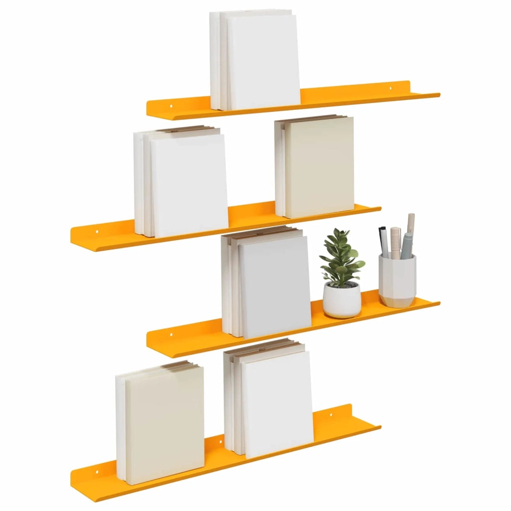 Mensola sospesa 4 pcs Giallo senape 60 x 8,5 x 2,5 cm Acciaio 8003967