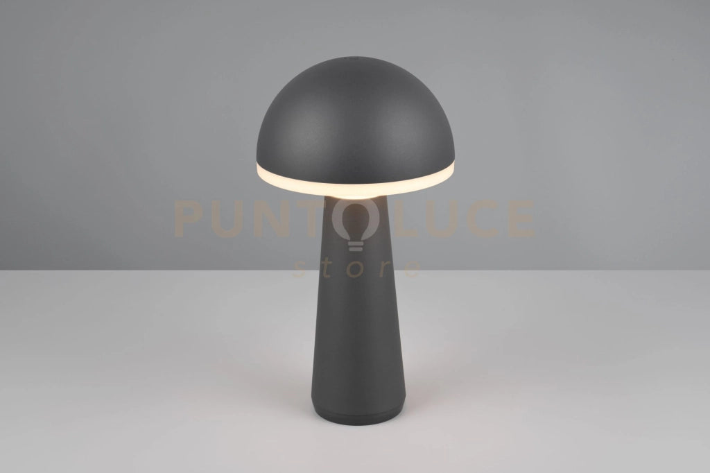 FUNGO LAMPADA DA TAVOLO RICARICABILE ANTRACITE REGOLAZIONE INTESITA' E TEMPERATURA DI COLORE 3.000K - 4.000K - 6.500K IP54 H.31CM LED 2W 200lm, 3000+4000+6500K