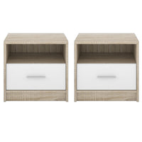 Set 2 Comodino 49,5x33,5x42 cm Nepo rovere sonoma bianco