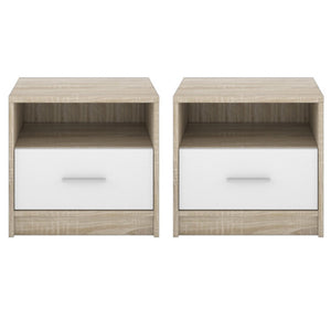 Set 2 Comodino 49,5x33,5x42 cm Nepo rovere sonoma bianco