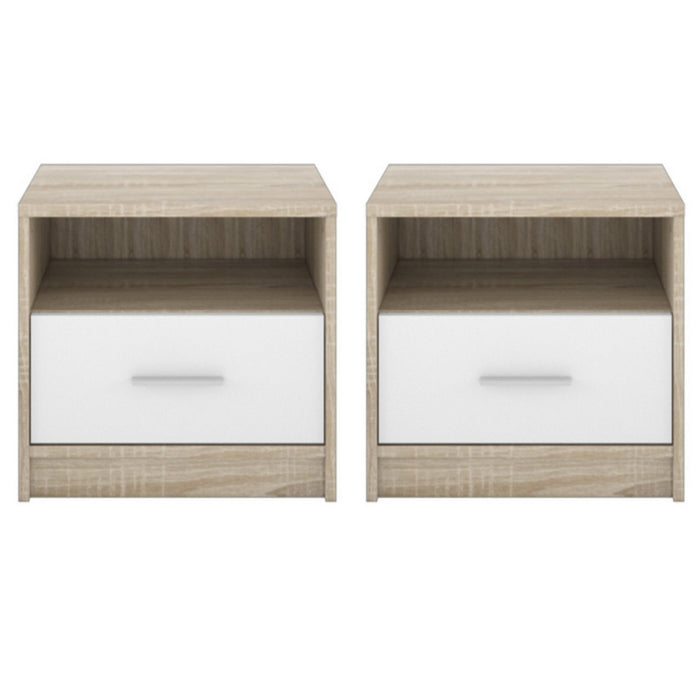 Set 2 Comodino 49,5x33,5x42 cm Nepo rovere sonoma bianco