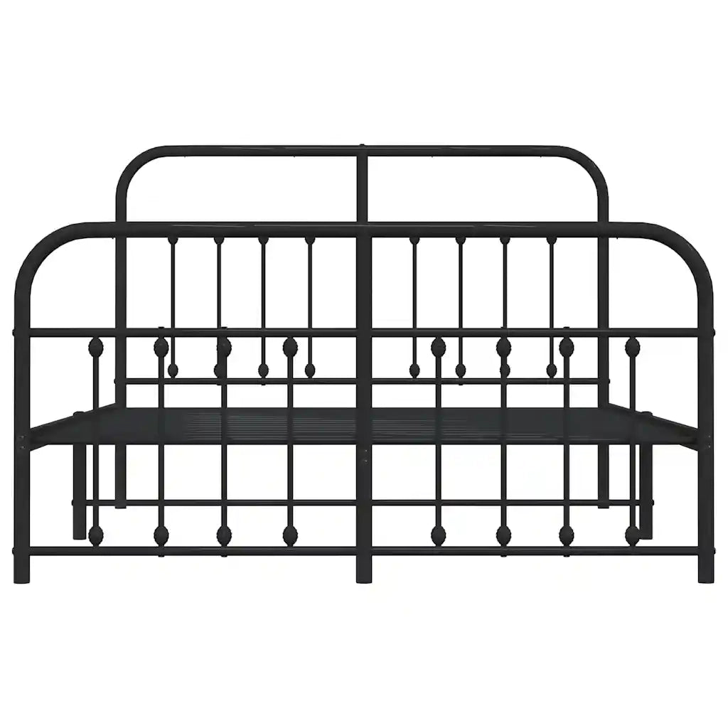 Giroletto con Testiera e Pediera Metallo Nero 150x200 cm 352598