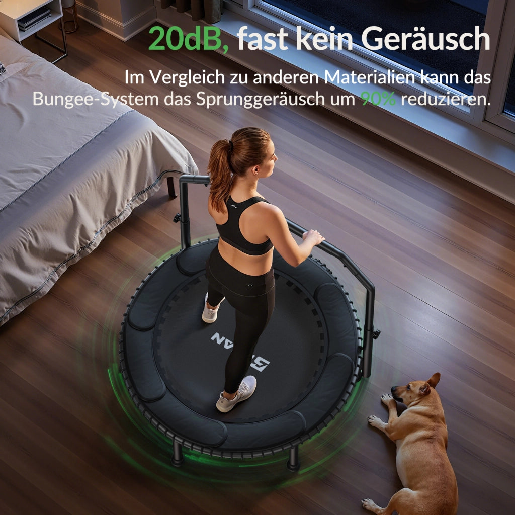 Trampolino da giardino per adulti ¨C zephmum ¨C 102 cm, 204 kg, con manubrio regolabile