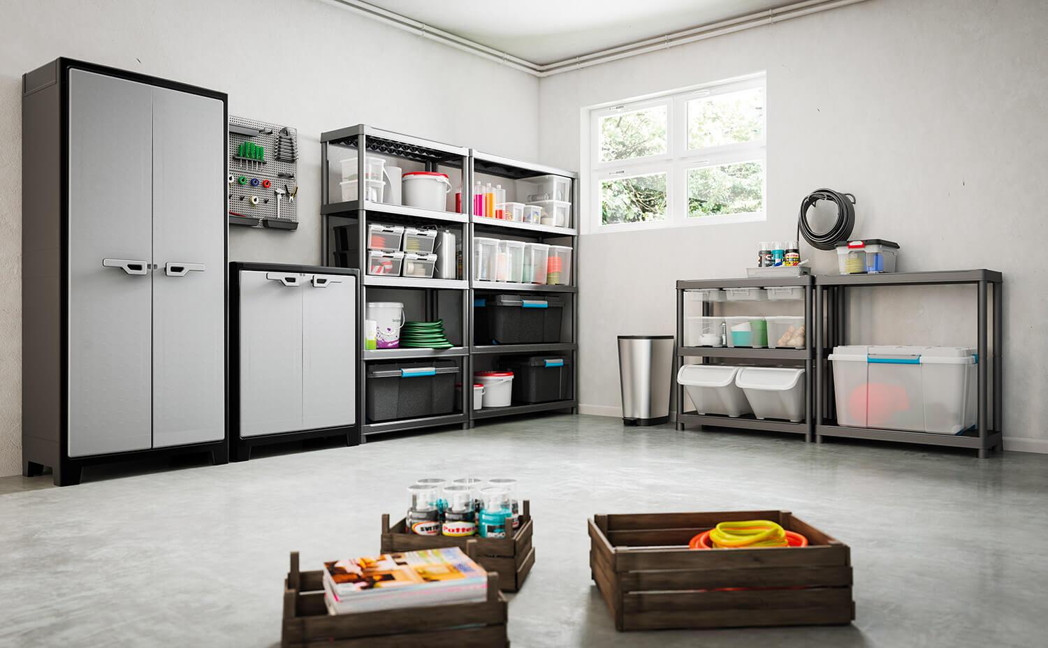 Armadio 2 Ripiani 80x44x100 cm Keter Titan Basso XL Grigio e Nero