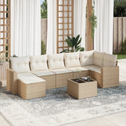 Set Divano da Giardino 8 pz con Cuscini Beige in Polyrattan 3251625