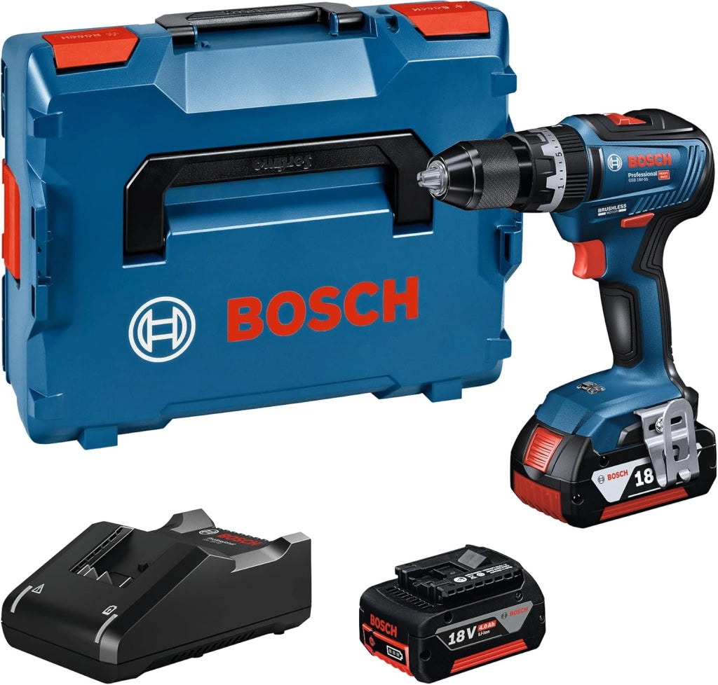 Bosch Professional 06019H5303 Trapano a Percussione Gsb 18 V-55, Senza Batteria, 18 Volt, Diametro Foro in Muratura: 10 mm, in L-Boxx, Blu