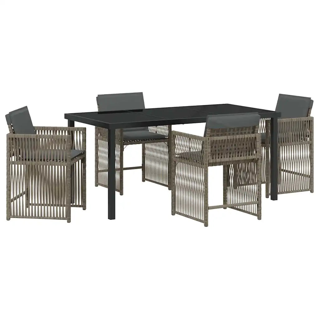Set da Pranzo per Giardino 5 pcs Grigio polyrattan 3380779