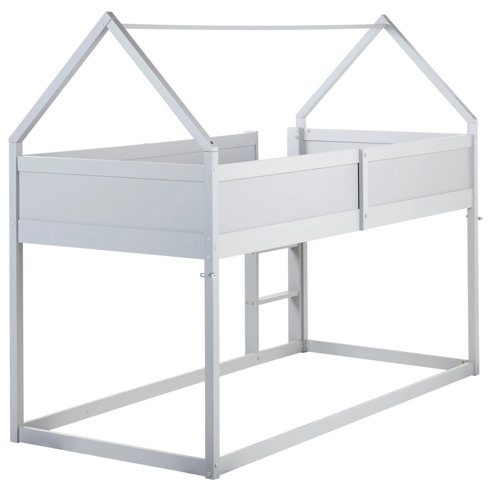 Letto a mezza altezza con rete a doghe 90 x 200 cm Struttura per bambini in legno di pino grigio