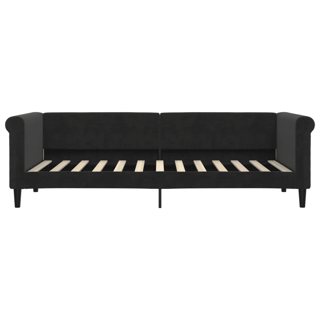 Divano Letto con Materasso Nero 80x200 cm in Velluto