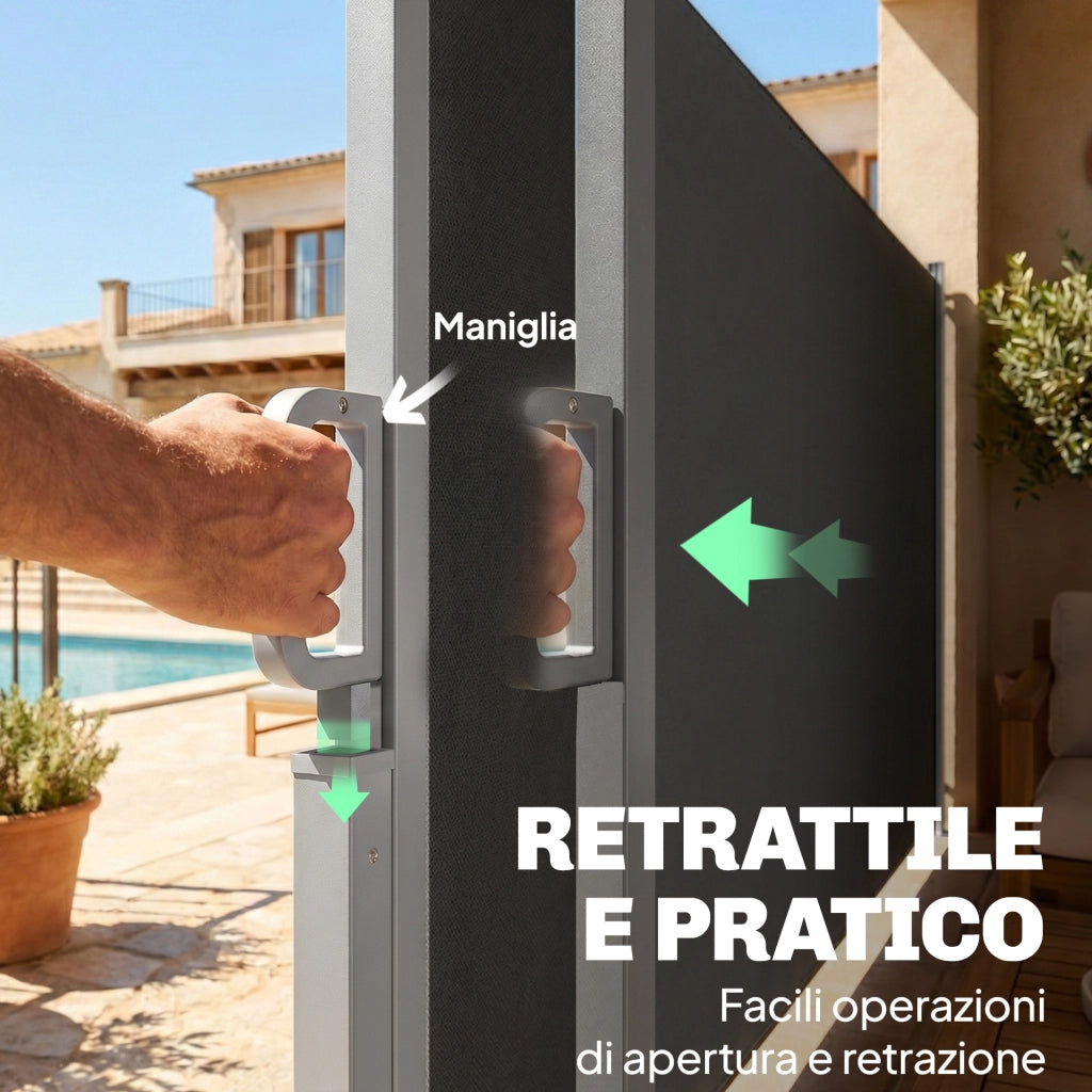 Tenda Laterale Retrattile ¨C zephmum ¨C Grigio Scuro in Alluminio, Acciaio e Poliestere 420x185 cm