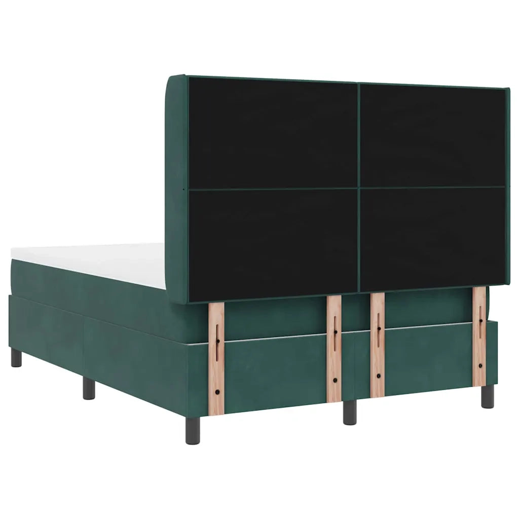 Letto a molle con materasso Verde Scuro 160 x 200 cm Velluto