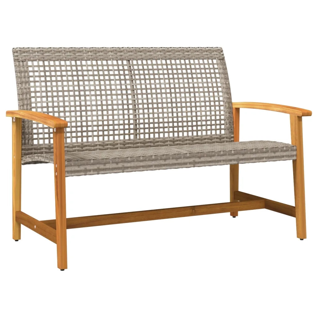 Panca da Giardino Grigia 112 cm in Polyrattan e Legno di Acacia 367599