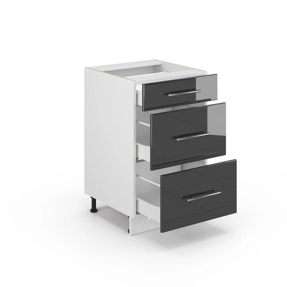 Mobiletto base per cucina Fame-Line Antracite lucido/Bianco 50 cm PL Marmo Vicco