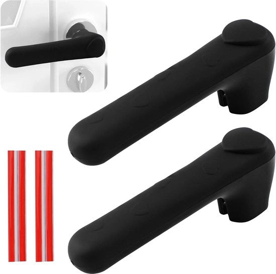Due pezzi di protezioni per maniglie in silicone - 148 x 5 x 28 cm - con decorazione cuore - protezioni per maniglie in nero - difensore di sicurezza per maniglia di porta