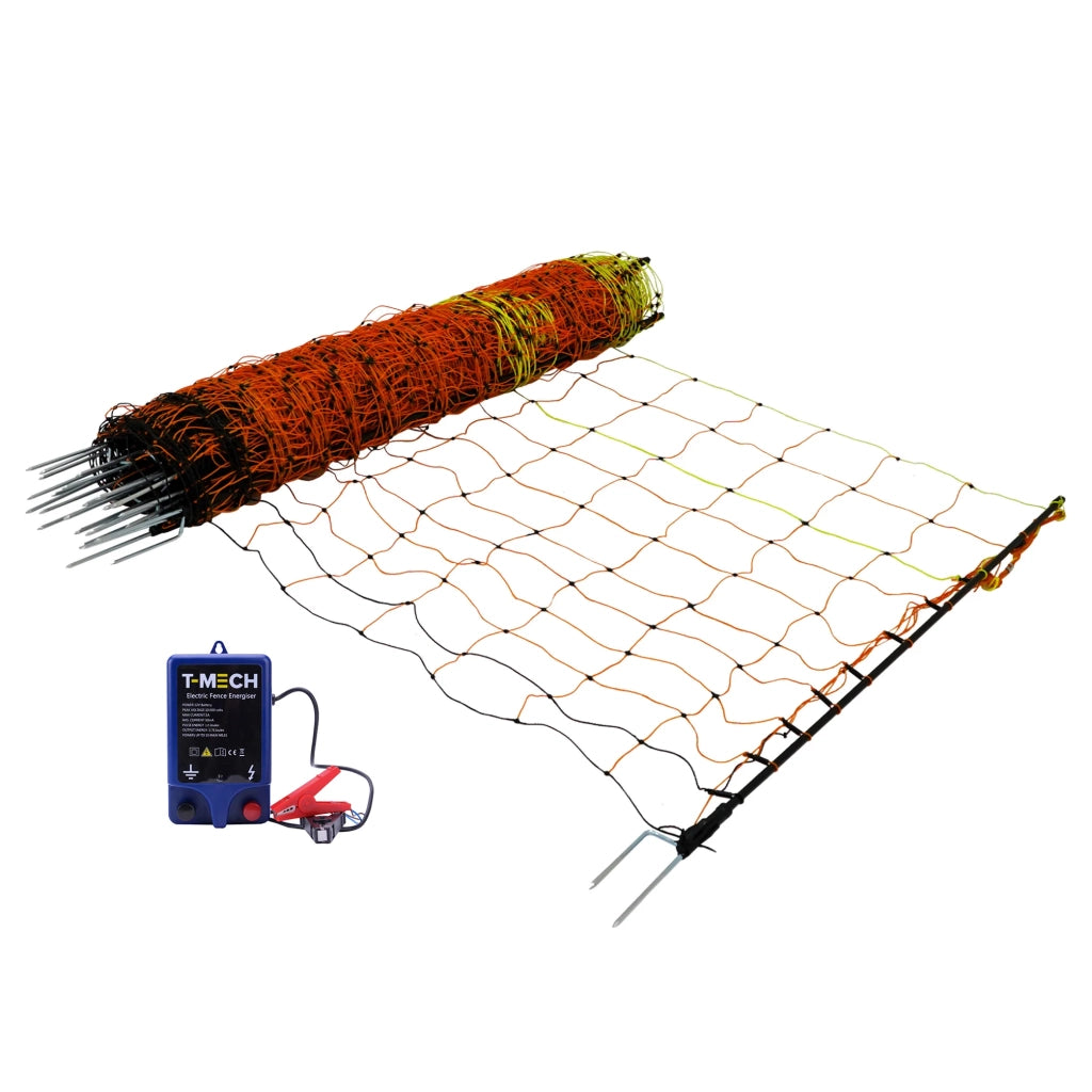 Energizzatore Recinzione & Rete per Pollame 50m - Maglia Alta 120cm con Pali
