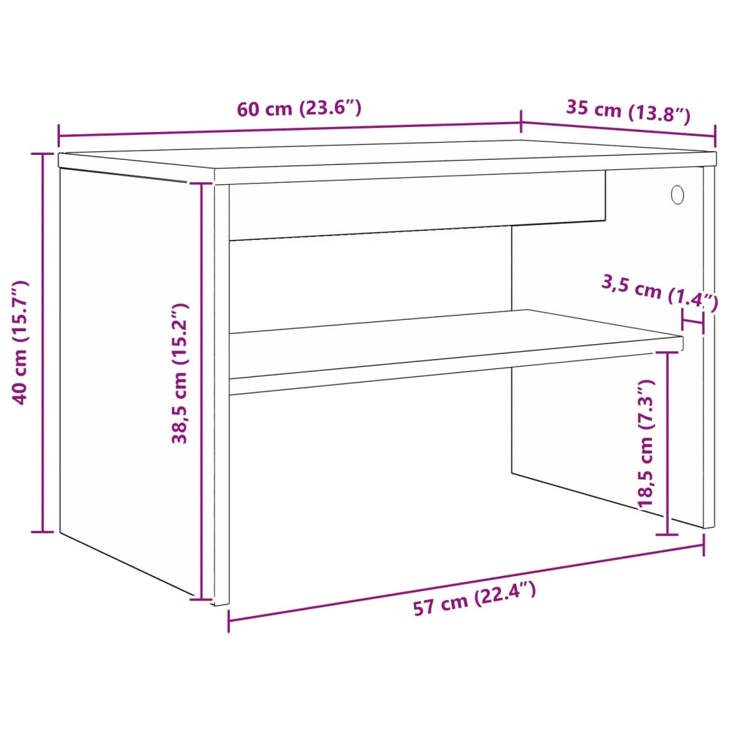 Mobile porta TV rettangolare moderno 60 x 35 x 40 cm pratico ed elegante contenitore in legno ingegnerizzato bianco 02_0058337