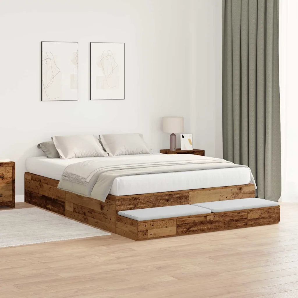 Struttura letto con contenitore Legno vecchio 150 cm 3335651