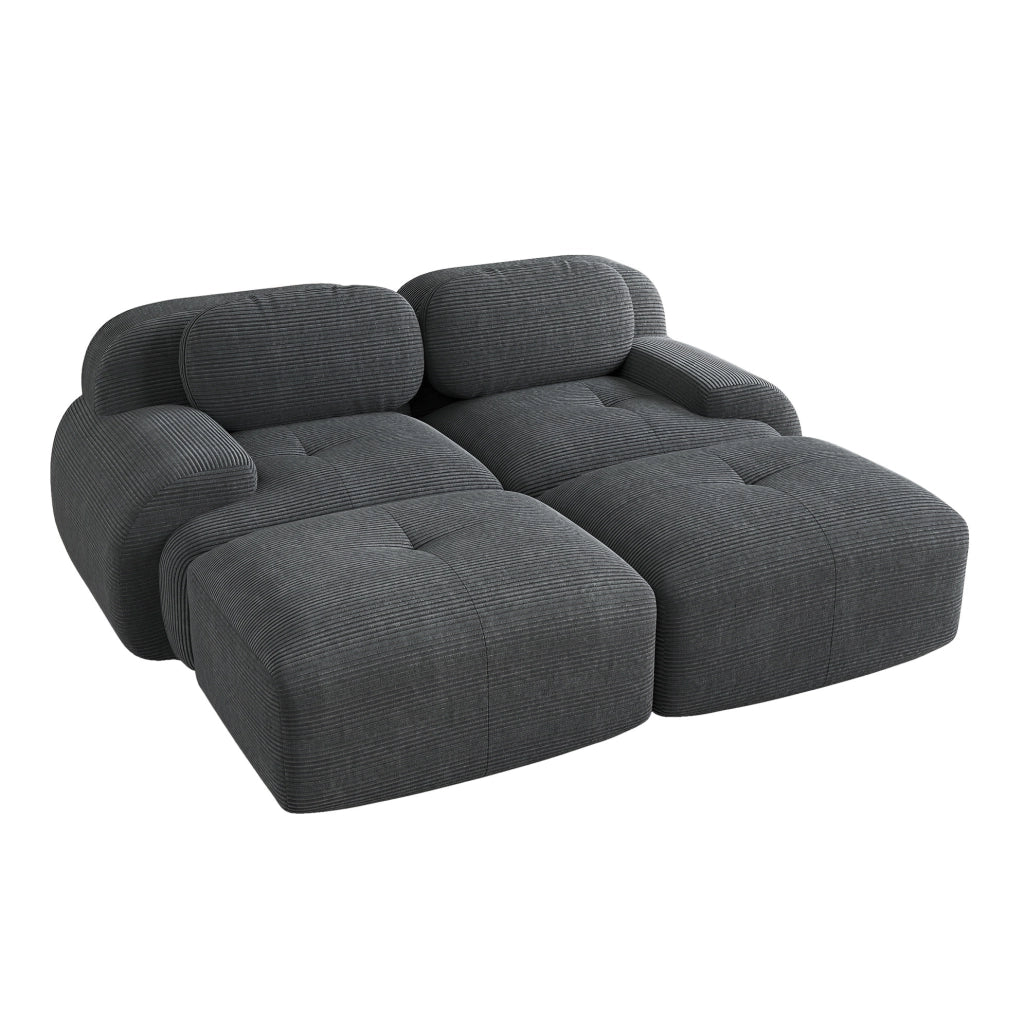 Divano modulare 208x178 cm grigio in velluto a coste, senza montaggio