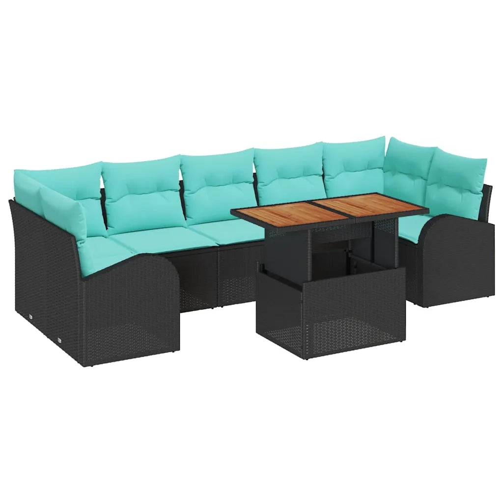 Set Divano da Giardino con archiviazione 8 pcs Nero Poly Rattan 3358293