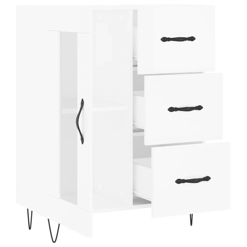 Credenza | Madia | Buffet da pranzo | Armadio da pranzo 69,5x34x90 cm in Legno Multistrato Bianco Lucido