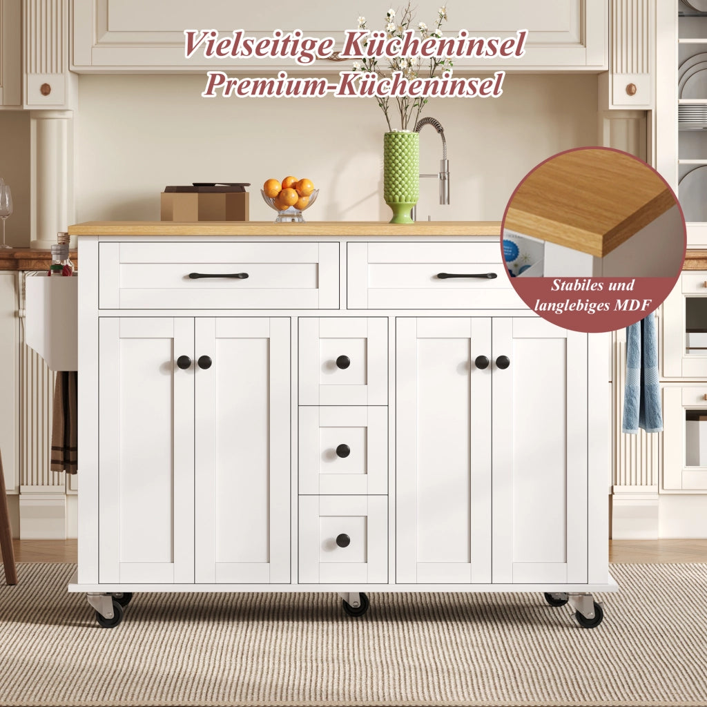 CARRELLO CUCINA estensibile 140x40/65x89 cm MDF bianco/naturale
