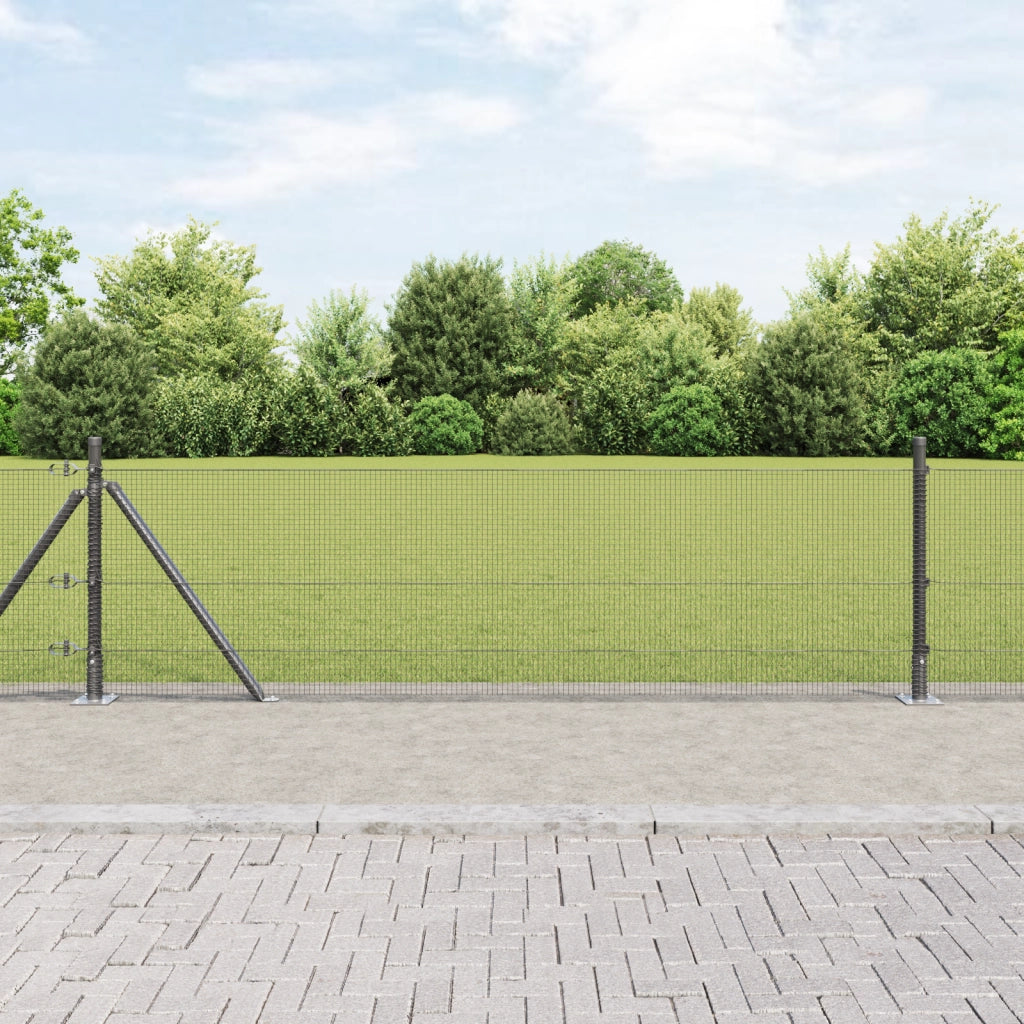 Set di Pali di Recinzione Set di 2 Grigio Acciaio 10 x 0.5 m