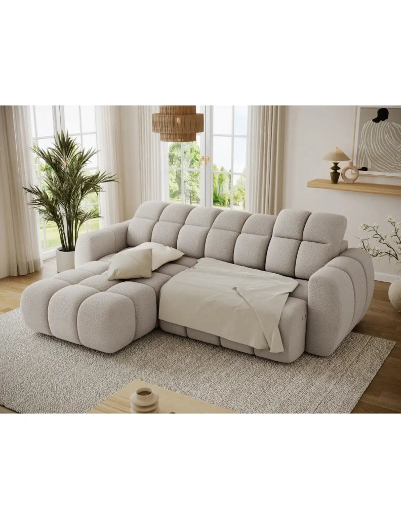 Divano ad angolo elettrico FANOTI 3 posti beige – angolo sinistro