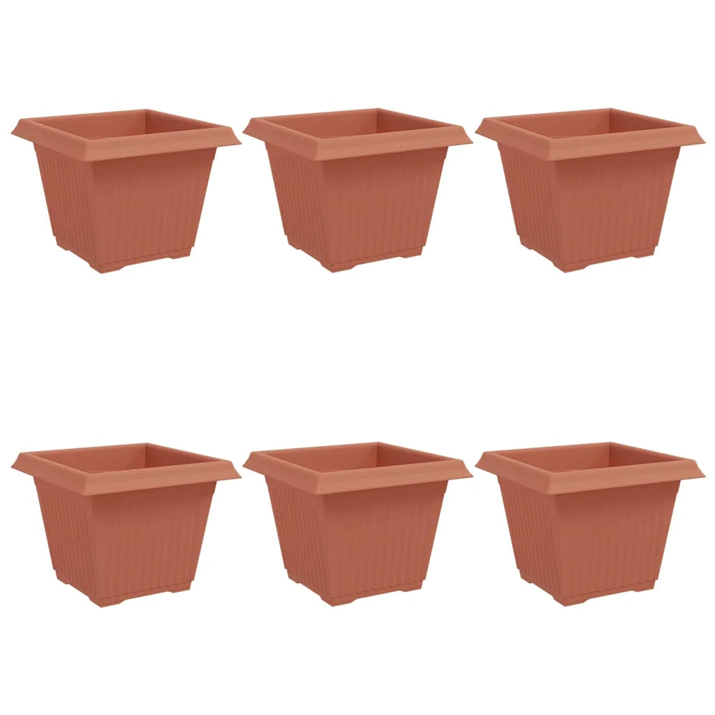 Vaso quadrato per fiori 6 pcs Rosso Mattone 28,5 x 28,5 x 22 cm