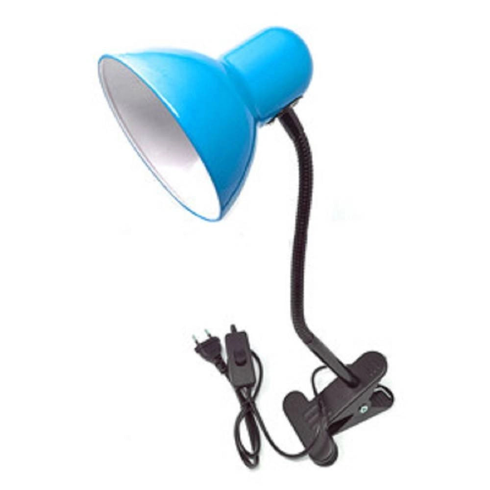 Trade Shop - Lampada Snodabile Da Scrivania Luce Tavolo Braccio Flessibile Orientabile Pinza - Blu