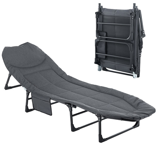 Letto Brandina da Campeggio Pieghevole Salvaspazio 190x66x30 cm in Ferro e PP Grigio