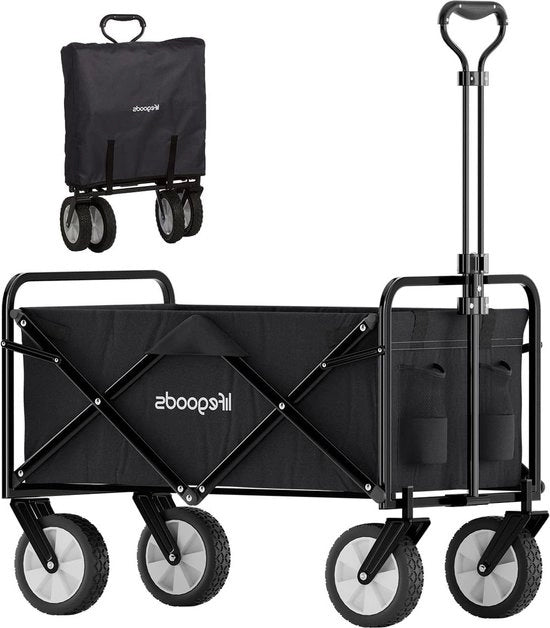 Carrello pieghevole per bambini - Carrello pieghevole per giardino e spiaggia - Carrello per trasportare fino a 80 kg - 94 litri - 98 x 45 cm - Nero Carrello