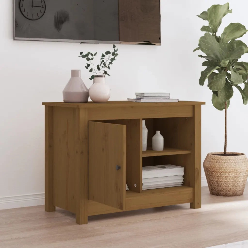 Mobile Porta TV ambra 70x36,5x52 cm in Legno Massello di Pino 814582