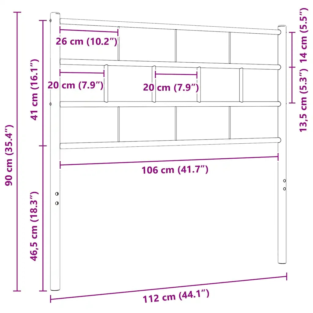 Testiera di Ricambio in Metallo Bianco 107 cm 355738