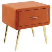 Comodino con rivestimento in velluto arancione Comodino con 1 cassetto Mobili per camera da letto dal design minimalista
